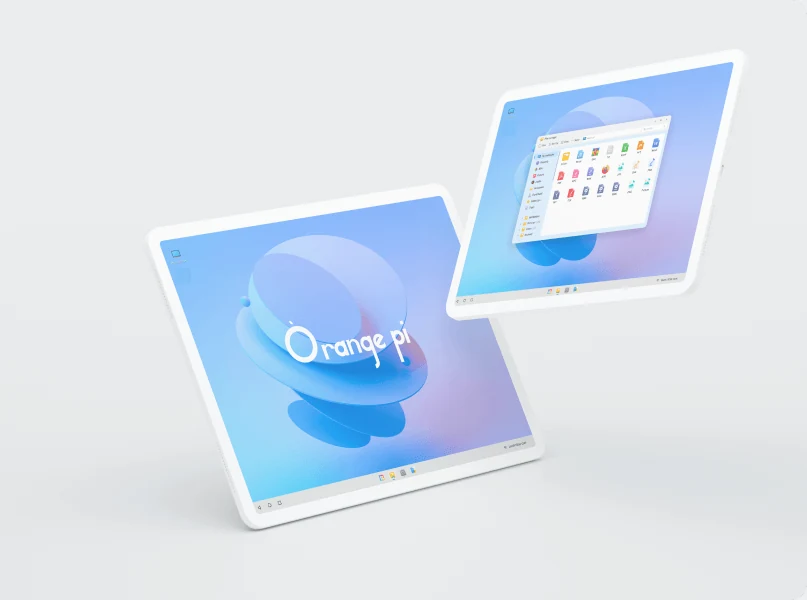 Orange Pi OS Droid on a tablet and monitor