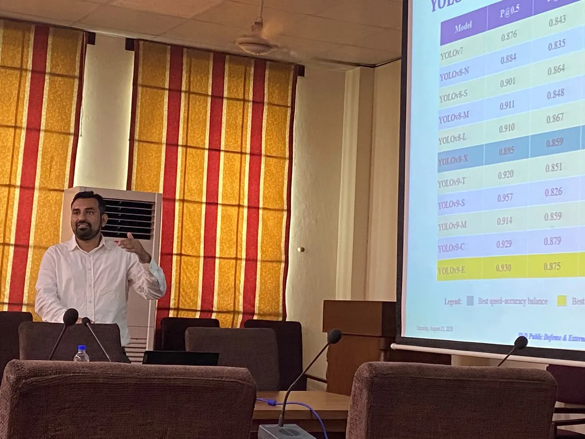 Model benchmark results on screen